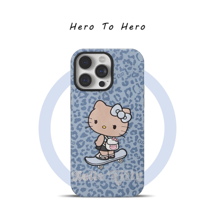 豹纹黑皮kitty猫 适用苹果16promax手机壳磁吸iPhone15新款14可爱超火13日韩ins12华为pura70pro小米15手机壳