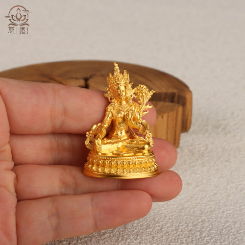 纯金白度母摆件家用佛堂随身佛足金999可定大小