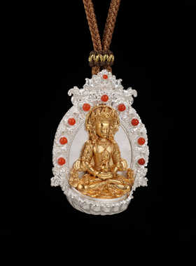 纯银长寿佛吊坠项链挂件