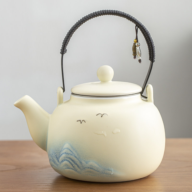 小清新陶瓷耐高温提梁功夫茶壶
