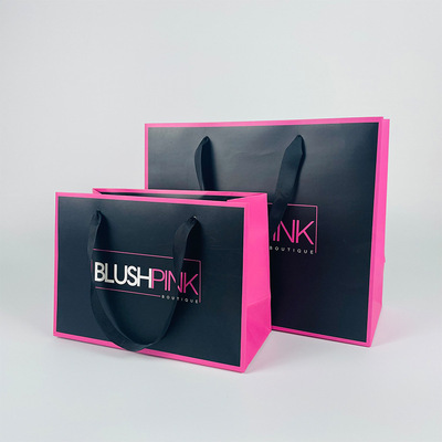 手提袋纸袋定制礼品袋艺术纸黑色纸袋精品Bolsa De Papel带L包装