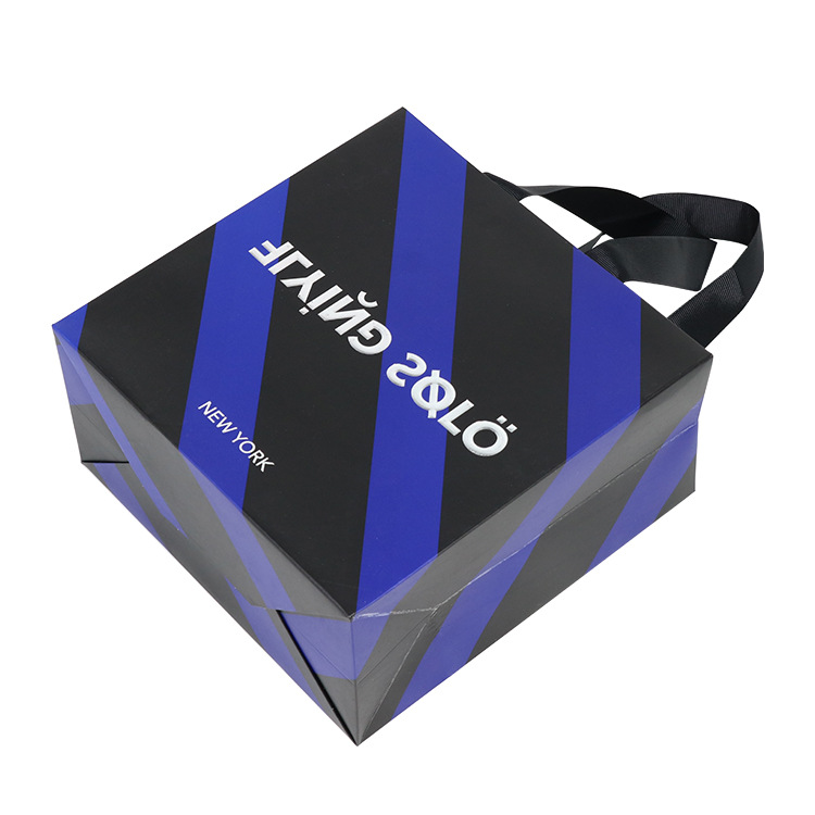 手提袋纸袋定制高品质购物纸礼品袋LOGO，带丝带嵌入手柄包装袋