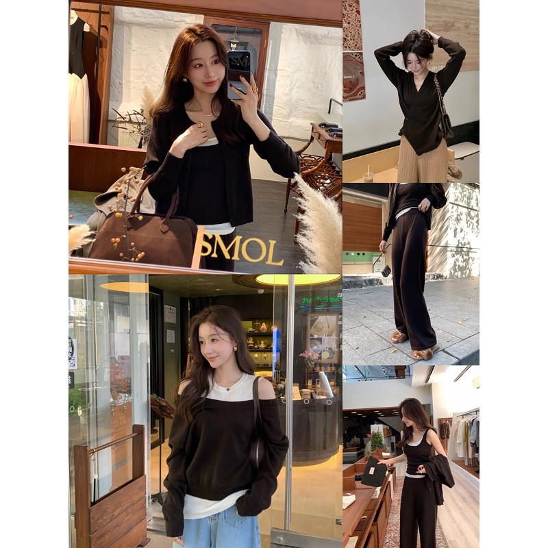 Classic纸片人五件套 48支羊毛纱 真两件背心/开衫/直筒裤/毛衣