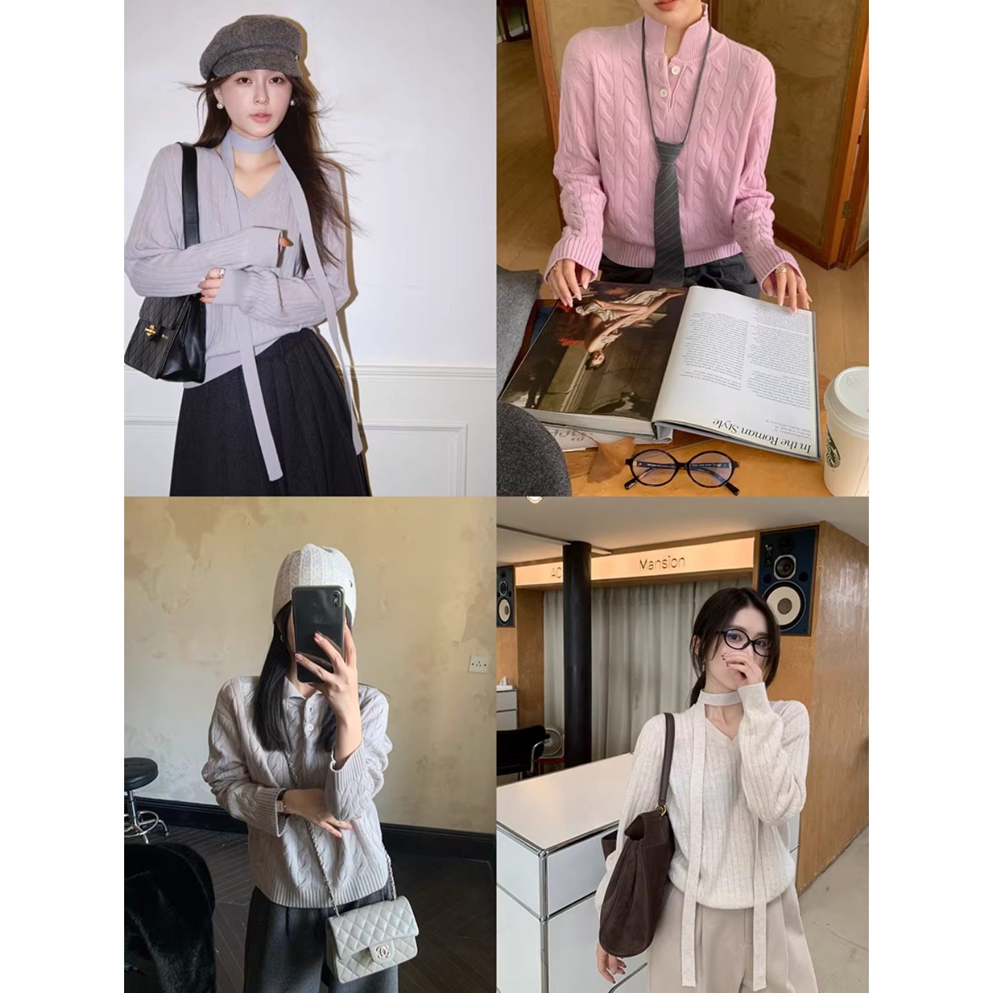 轻暖自洽 绞花羊毛毛衣系列 高密美利奴100羊毛 宽松V领麻花针织