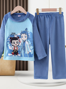 儿童家居服秋冬保暖睡衣套装可爱