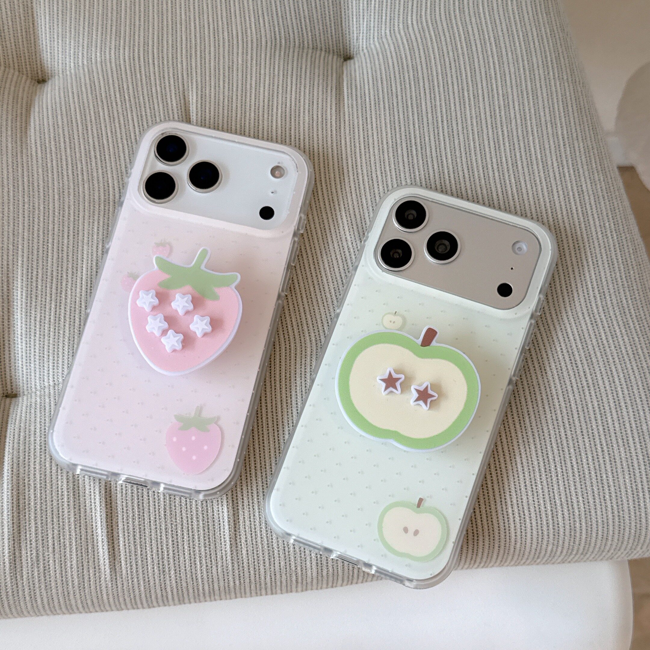 夏日ins小清新墨点水果适用苹果17手机壳iPhone16promax保护壳15高级感13/14新款硅胶防摔全包带支架女软磨砂