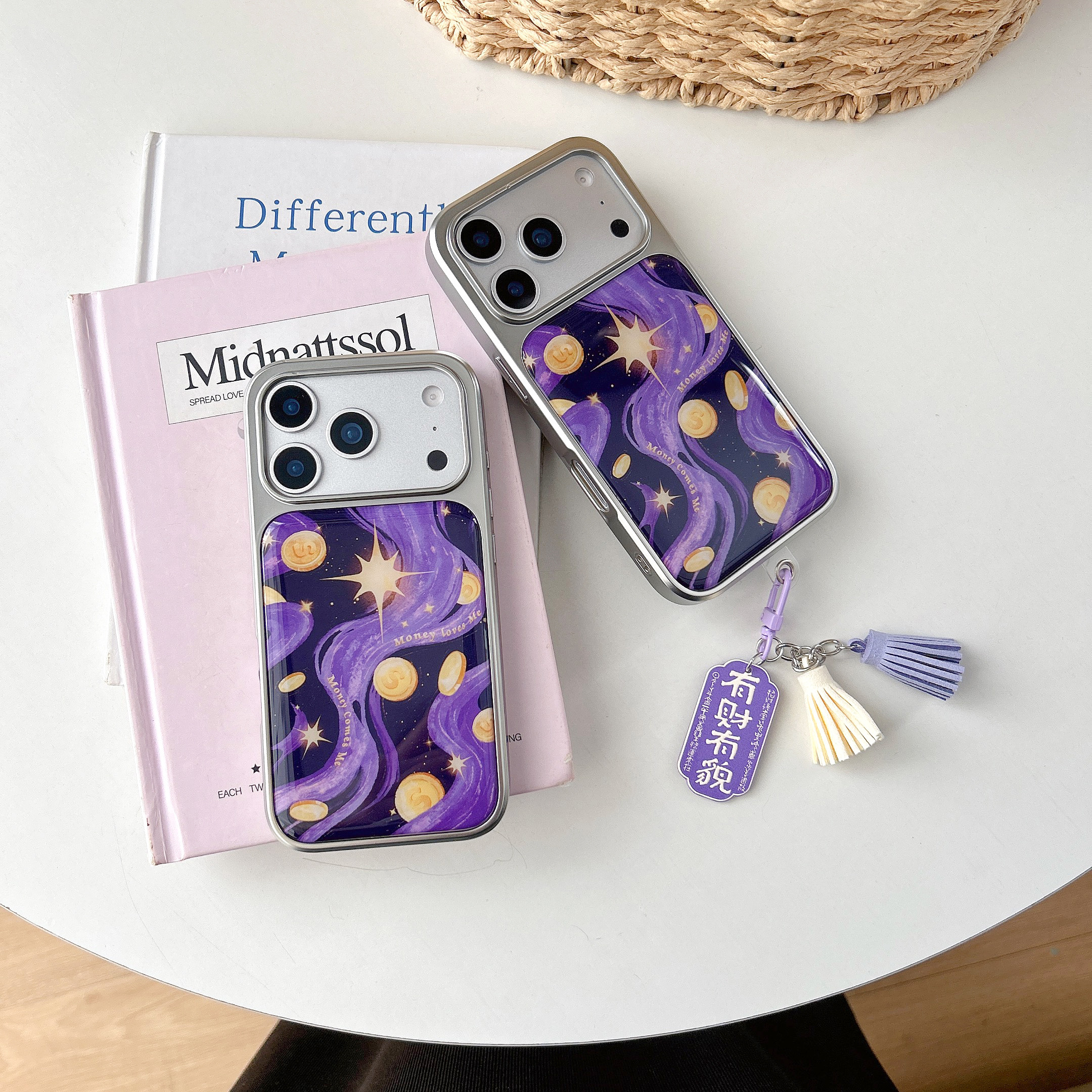 电镀银晕染金币带挂件适用苹果17PRO手机壳iPhone16ProMax新款15pro女款小众13硅胶14防摔创意新年款全包男生