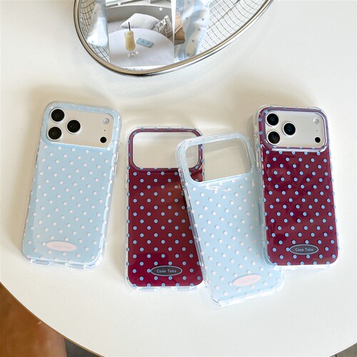 ins韩风简约撞色波点适用苹果18promax手机壳iphone17pro新款16高级感15pro女18pm全包防摔保护套个性创意