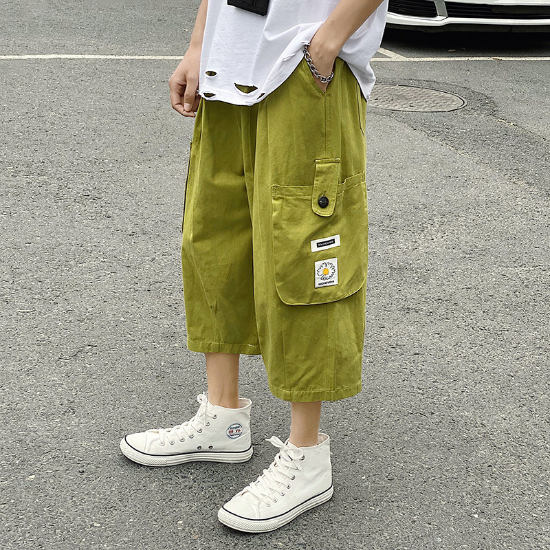 夏季男士工装七分裤潮牌宽松大码韩版休闲直筒裤子,男装休闲裤,电商B369（原A024）