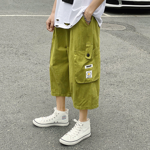    夏季男士工装七分裤潮牌宽松大码韩版休闲直筒裤子图片
