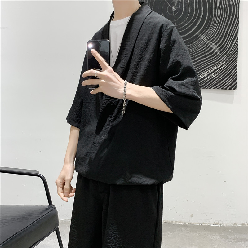 TZ01-P65夏季男士V领短袖七分袖T恤运动套装大码短裤冰丝透气,男装休闲套装,电商B369（原A024）