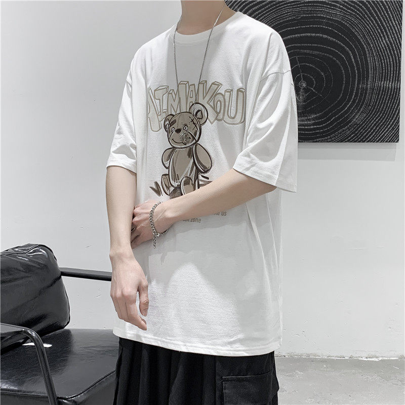 T110短句夏季新款印花短袖男士宽松圆领半袖T恤，男装T恤，电商B369（原A024）