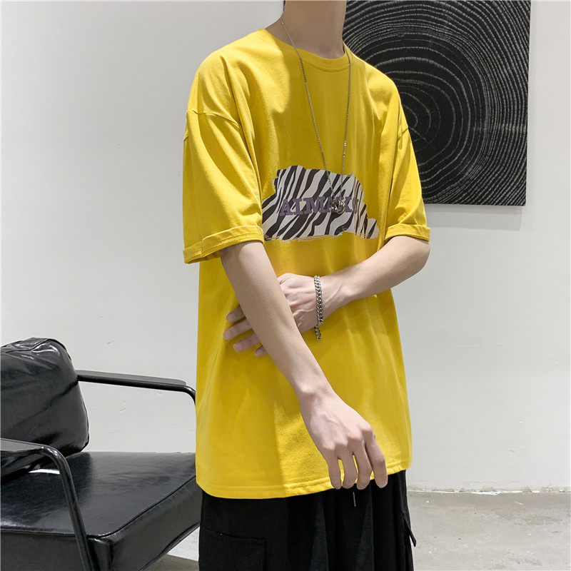 T113短句男士个性印花短袖T恤宽松潮流半袖圆领上衣,男装T恤,电商B369（原A024）