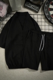 TZ01网格摆拍夏季男士休闲短袖套装冰丝宽松大码潮流，男装套装，电商B369（原A024）