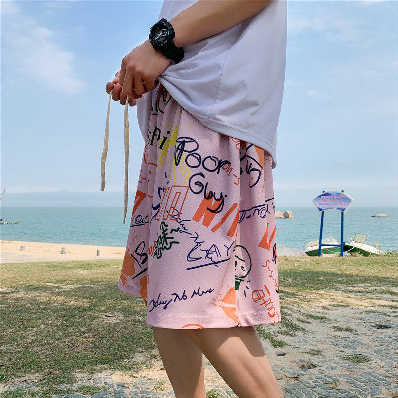 夏季新款个性沙滩短裤男宽松网眼冰丝运动五分裤,男装休闲裤,电商B369（原A024）