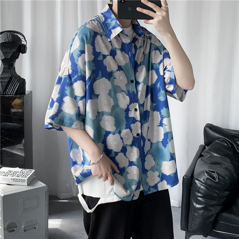 CS45夏季新款五分袖衬衫男宽松冰丝半袖衬衣外套薄款，男装衬衫，电商B369（原A024）