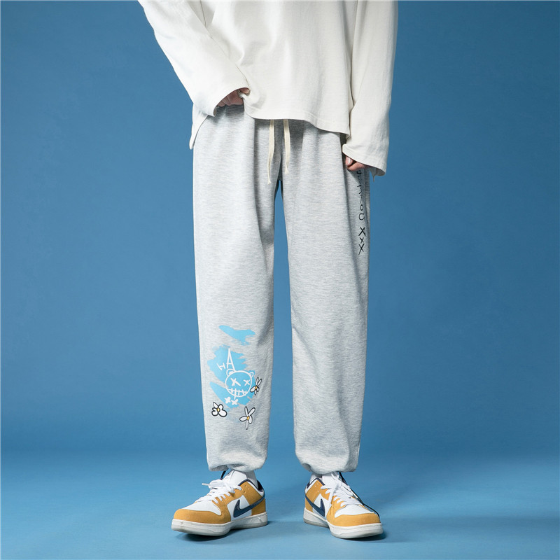 K01-P40蓝底2021春装新款抽绳针织束脚裤男,男装休闲裤,电商B369（原A024）