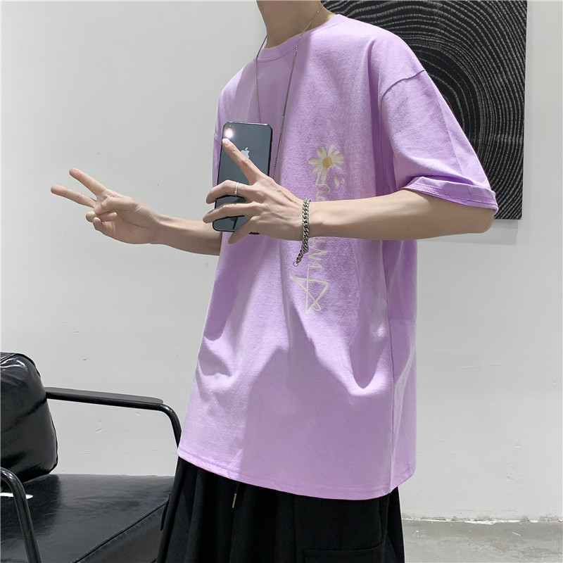 T111  短句  男士新款印花短袖T恤宽松潮流半袖上衣图片