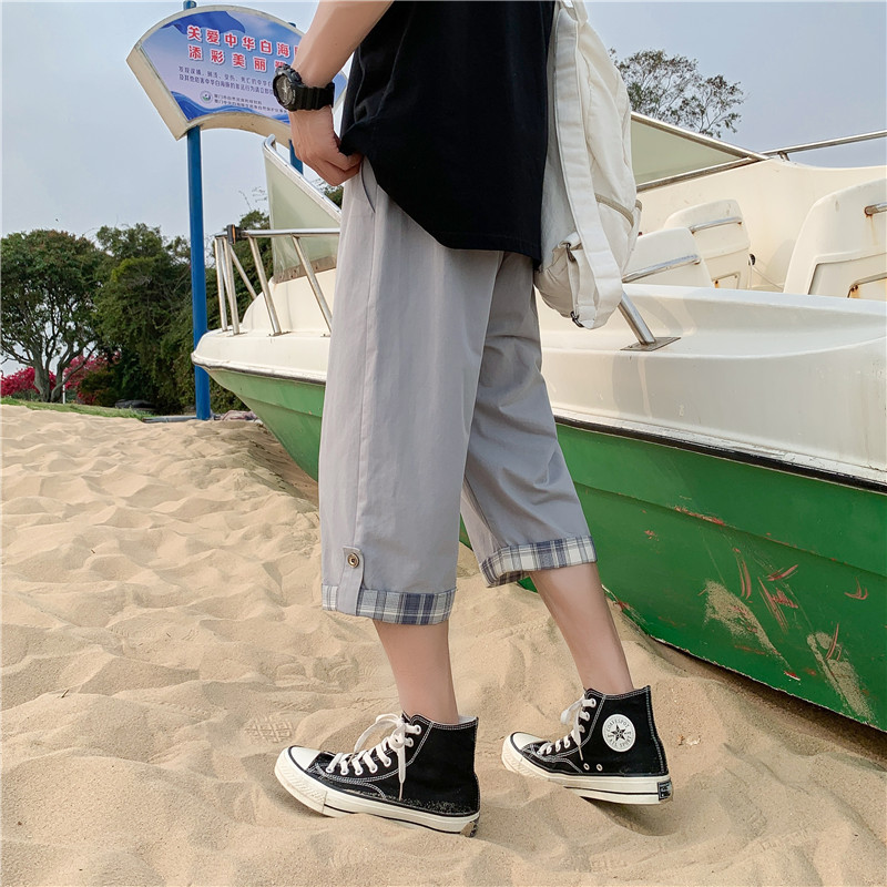 夏季新款直筒七分裤男士宽松运动条纹休闲短裤,男装休闲裤,电商B369（原A024）
