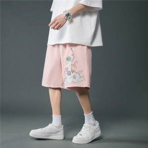       夏季印花短裤男大码直筒裤图片