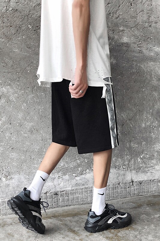 K712-P40夏季夜光条运动裤男潮牌港风大码蝴蝶五分短裤,男装休闲裤,电商B369（原A024）