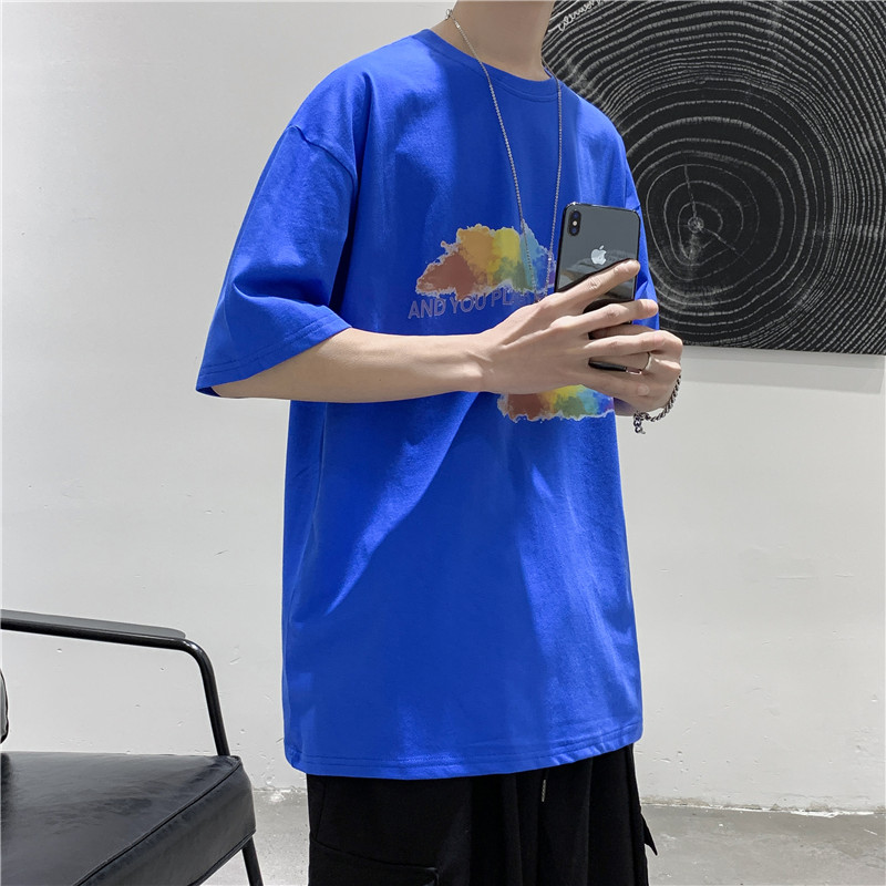 T106短句夏季新款个性印花短袖T恤男宽松潮流半袖体恤,男装T恤,电商B369（原A024）