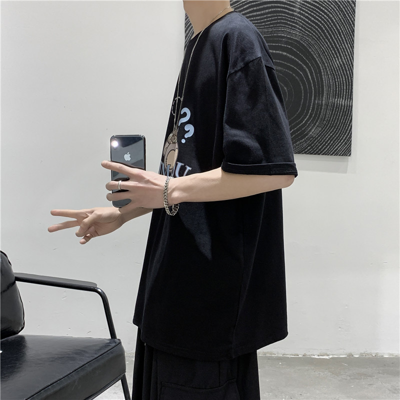 T109  短句  夏季男士印花短袖T恤宽松大码潮流半袖体恤图片