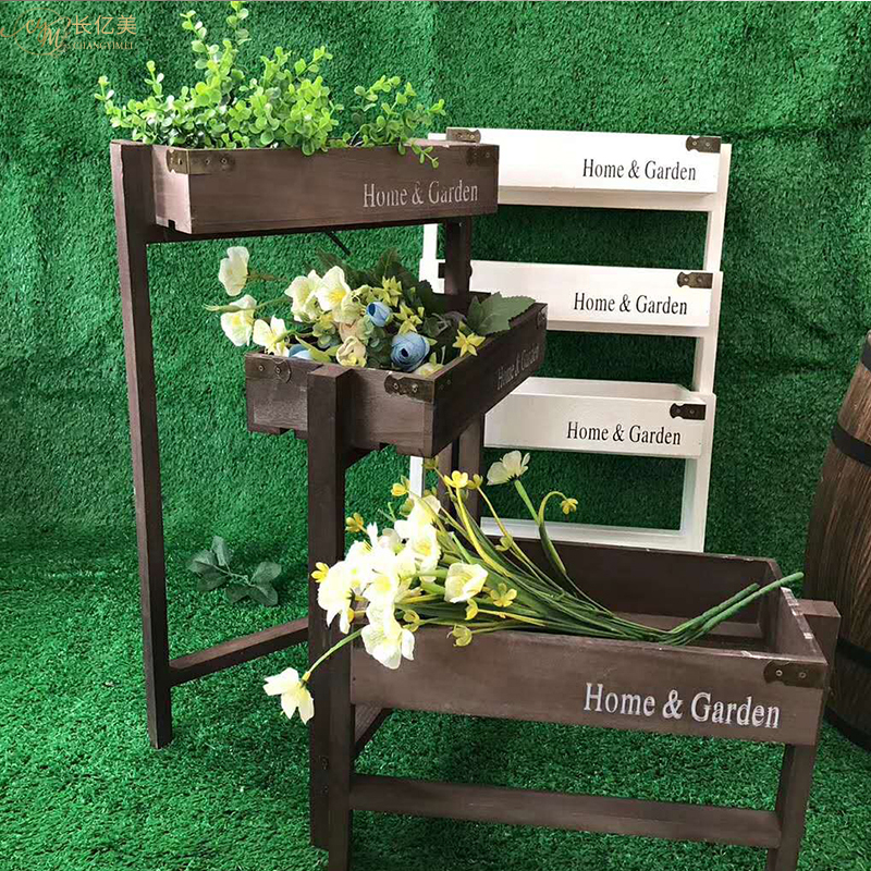 田园风阶梯实木收纳 森系婚庆道具店铺摆设 婚礼迎宾舞台礼品花架
