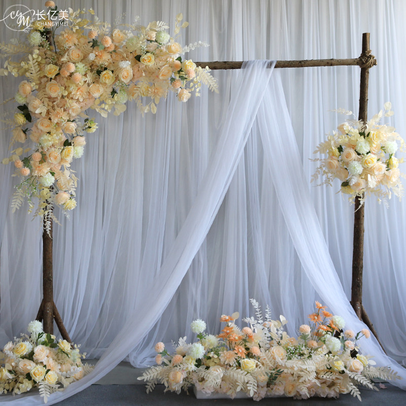 户外草坪森系婚庆道具角花木桩花门树桩背景摆件婚礼布置木质拱门