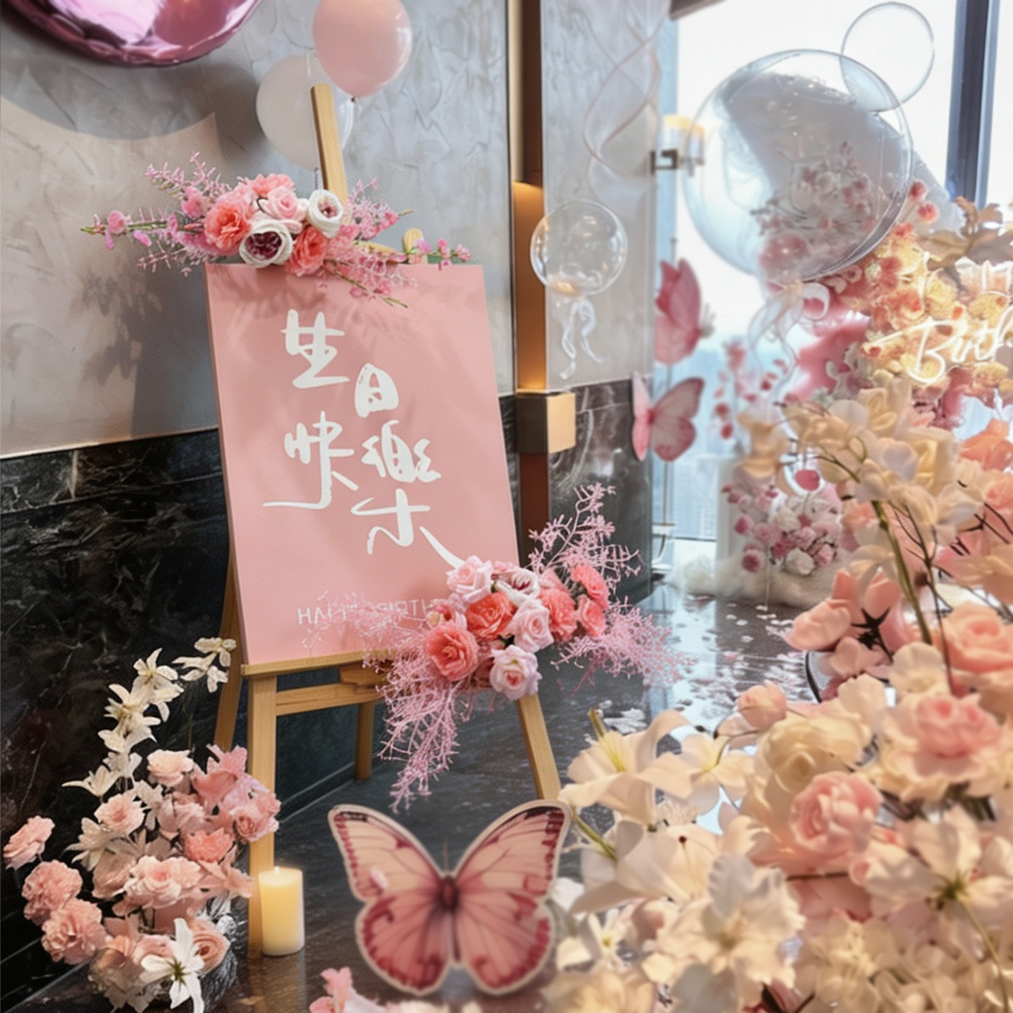 新款迎宾花艺布置通用版水牌花组合周岁男女成人礼生日门口展示架
