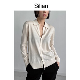 Silian超值必买｜羊绒真丝针织衬衫｜标准版型毛衣｜长袖翻领开衫