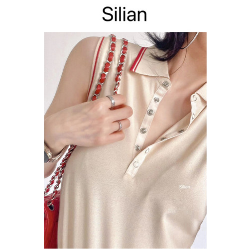 Silian｜高端极简真丝Polo领T恤｜优雅松弛｜网眼无袖背心