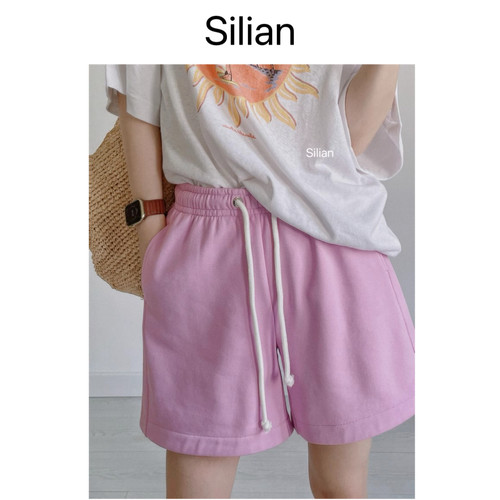 Silian｜时髦Look｜神仙粉紫色｜运动风｜拼接卫裤短裤