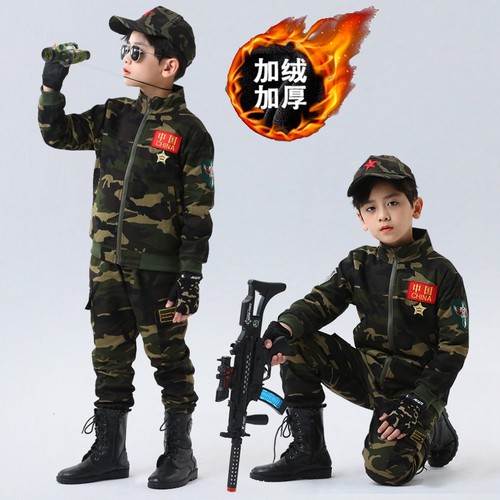 儿童加绒迷彩服纯棉冬装套装