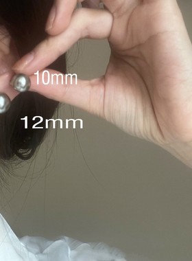 S925施家奶奶灰色珍珠耳钉小众耳饰女复古人造正圆真多麻强光耳饰