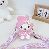 美乐蒂卡通硅胶儿童包包女2024新款 可爱兔子宝宝零钱包单肩斜挎包