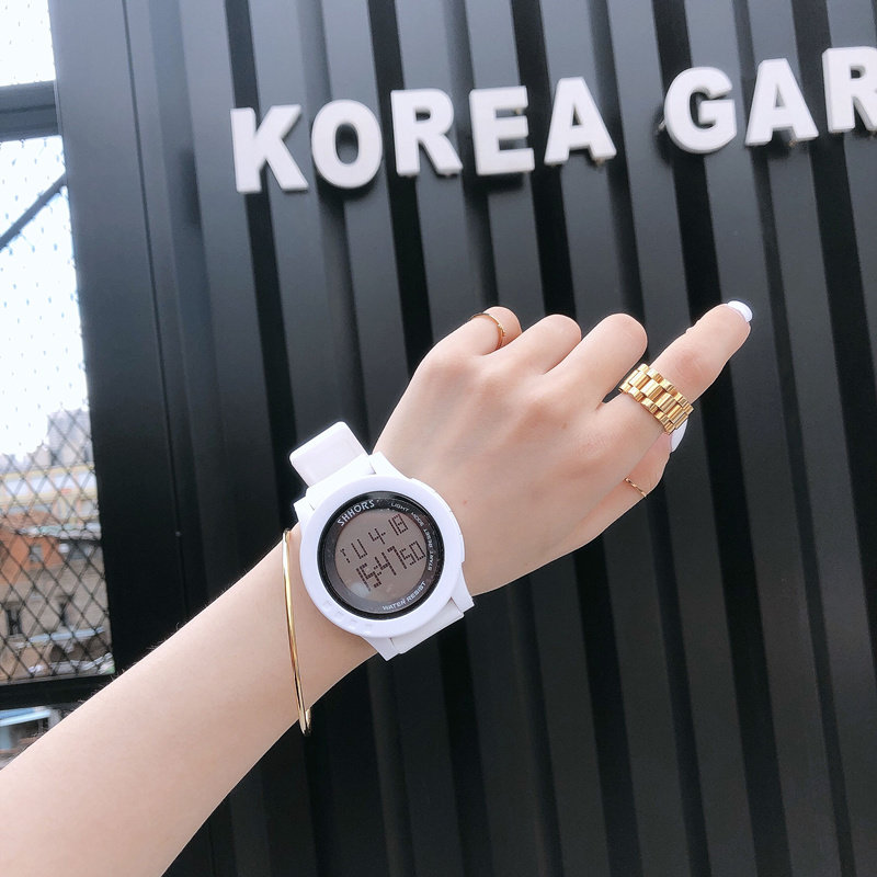 潮流ulzzang电子表 韩版简约大表盘手表男女学生时尚运动防水夜光