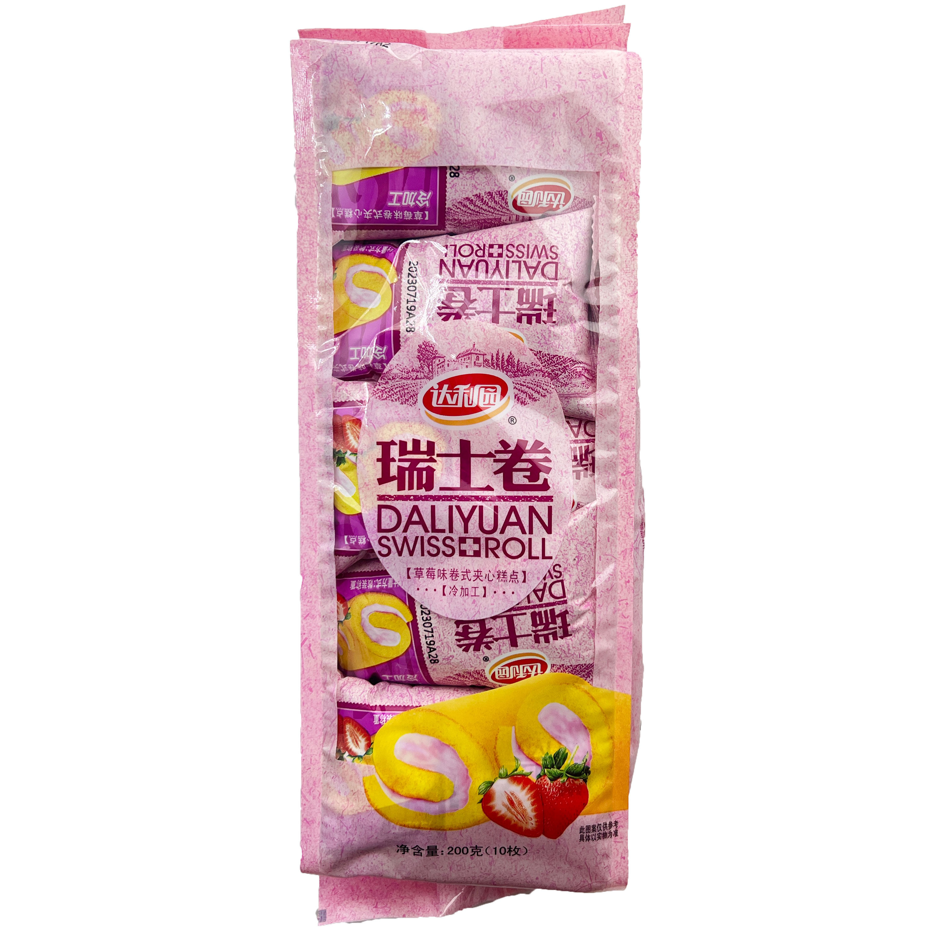 达利园瑞士卷200g草莓味卷式夹心糕点独立包装休闲食品点心早餐