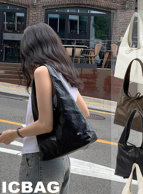 韩国dp法式大容量购物袋hobo包时尚绑带牛皮帆布百搭手提单肩包女