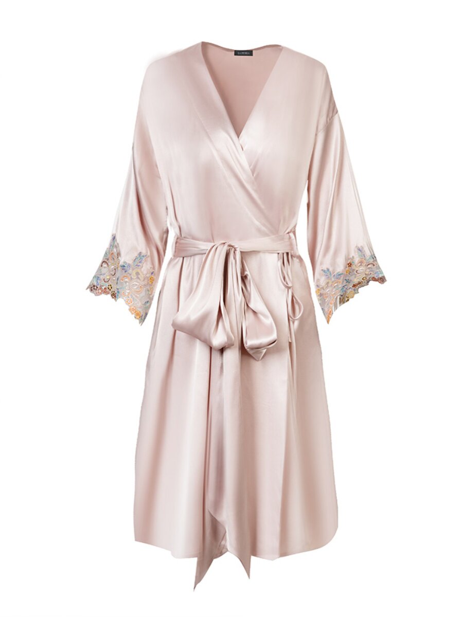 FALL-WINTER 2024 LP25TH ANNIVERSARY LACE EMBROIDERY COLORFUL LACE SILK-BLEND CROPPED NIGHTGOWN OUTER ROBE LOUNGEWEAR
