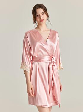 2025新款高端贵气樱花粉刺绣新娘晨袍LP睡袍可外穿家居服
