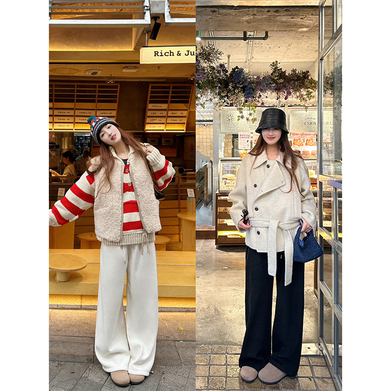 WANNANKE 一条过冬 软软加厚糯米裤松紧腰裤口抽绳秋冬直筒阔腿裤,女装/女士精品,休闲裤,淘宝优惠券,粉丝福利购,淘宝优惠卷