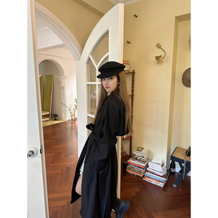 WANNANKE高级感双排扣风衣外套女秋季中长款时髦宽松翻领休闲大衣