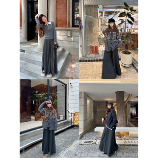 WANNANKE云朵慕斯糯叽叽慵懒风垂感大裤 裙 腿裙摆松紧腰显瘦阔腿裤