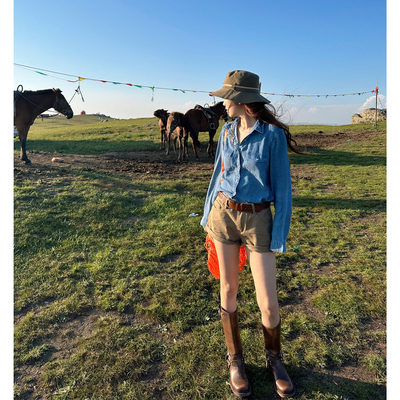 WANNANKE 搭配王者 时髦松弛中腰卷边牛仔短裤