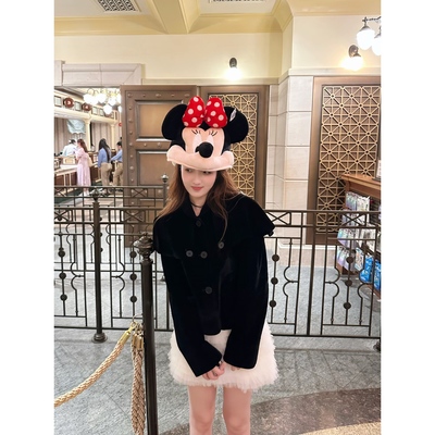 WANNANKE 暗夜小魔女 设计感可拆卸斗篷精致丝绒外套秋冬女