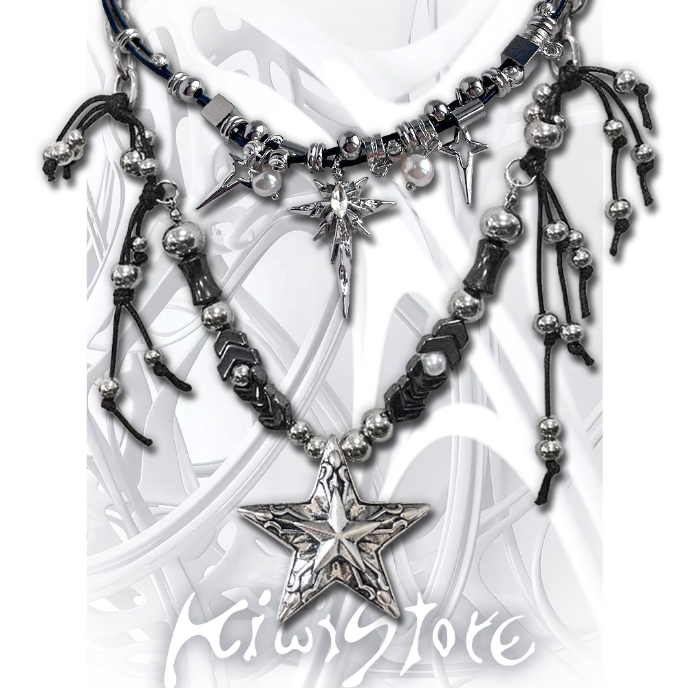 Y2K 중공업 페르시 스타 목걸이 황무지 스타일 하위 문화 뜨거운 소녀 달콤하고 멋진 지뢰 펑크 틈새 유럽과 미국의 추세