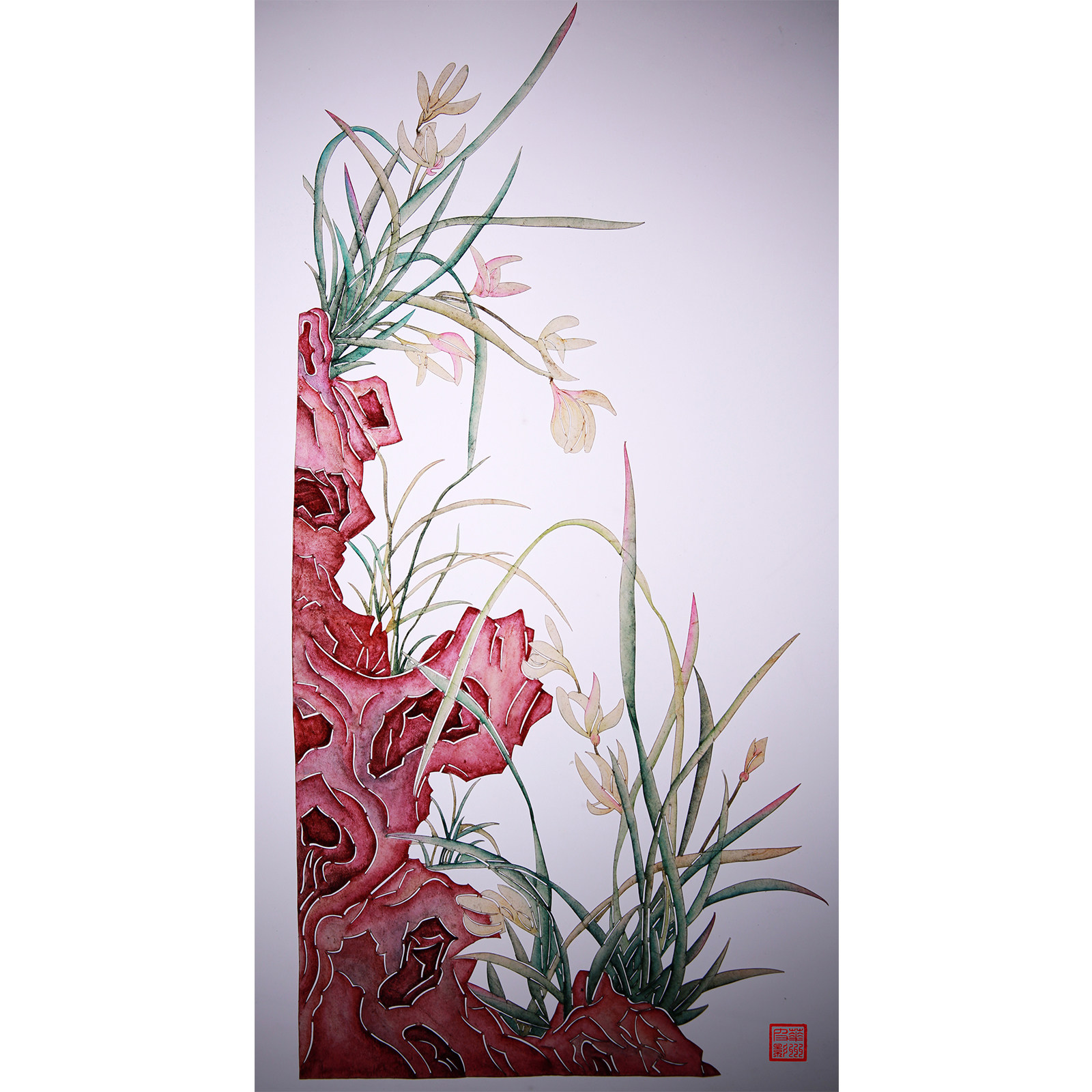民间华县皮影商务礼品皮影植物梅兰竹菊花草树木皮影礼物纪念品