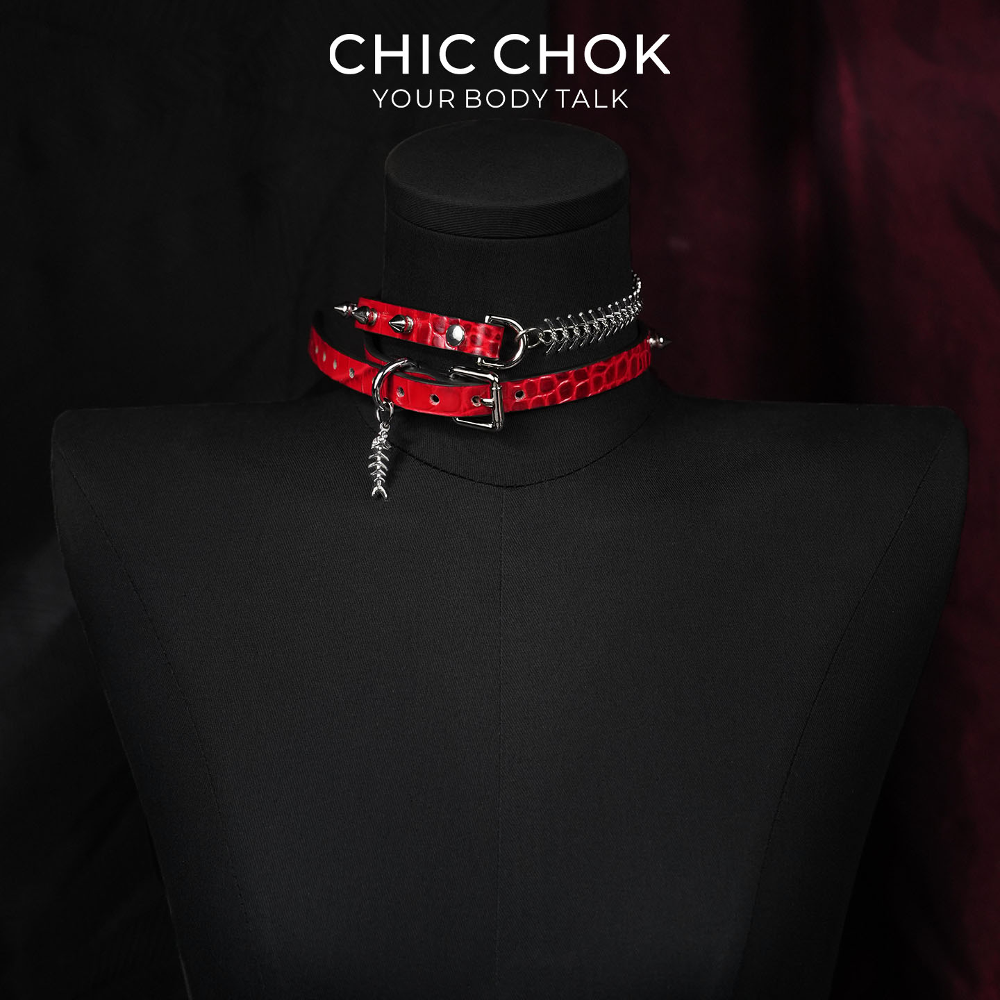 CHICCHOK血棘鱼骨多层叠戴项圈