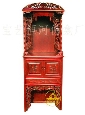 土地神楼地主佛柜家用立式供台财神龛宝艺恒河榫卯工艺佛龛定制